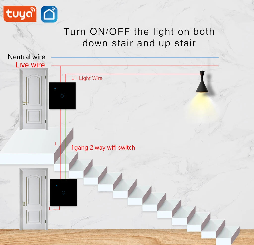 WiFi Smart 2-Way Touch Wall Switch – TUYA Compatible