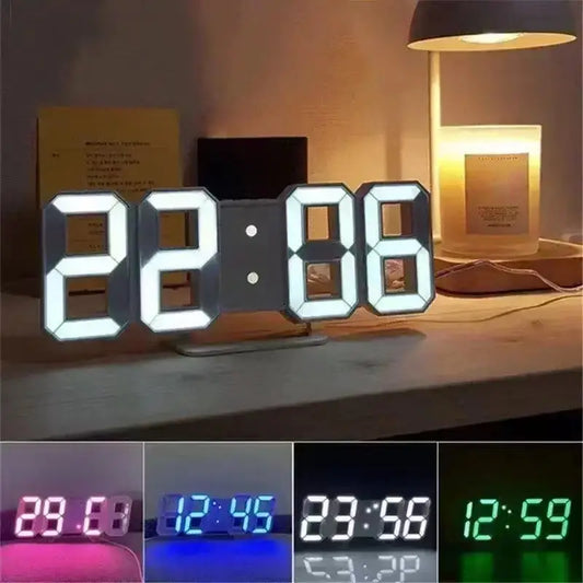 3D Digital Wall Clock Decoration for Home Glow Night Mode