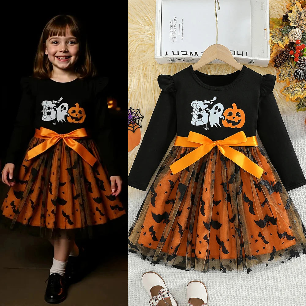 Prowow Kids Purple Halloween Princess Spider Dress