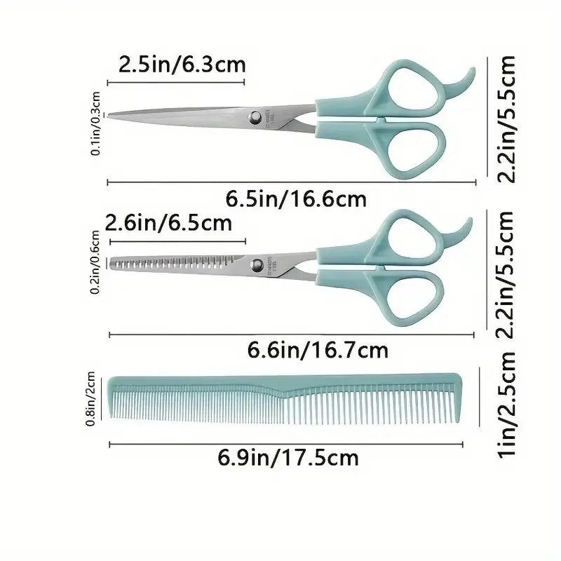 3PCS Professional Haircutting Scissors Set – Thin & Flat Trimmers