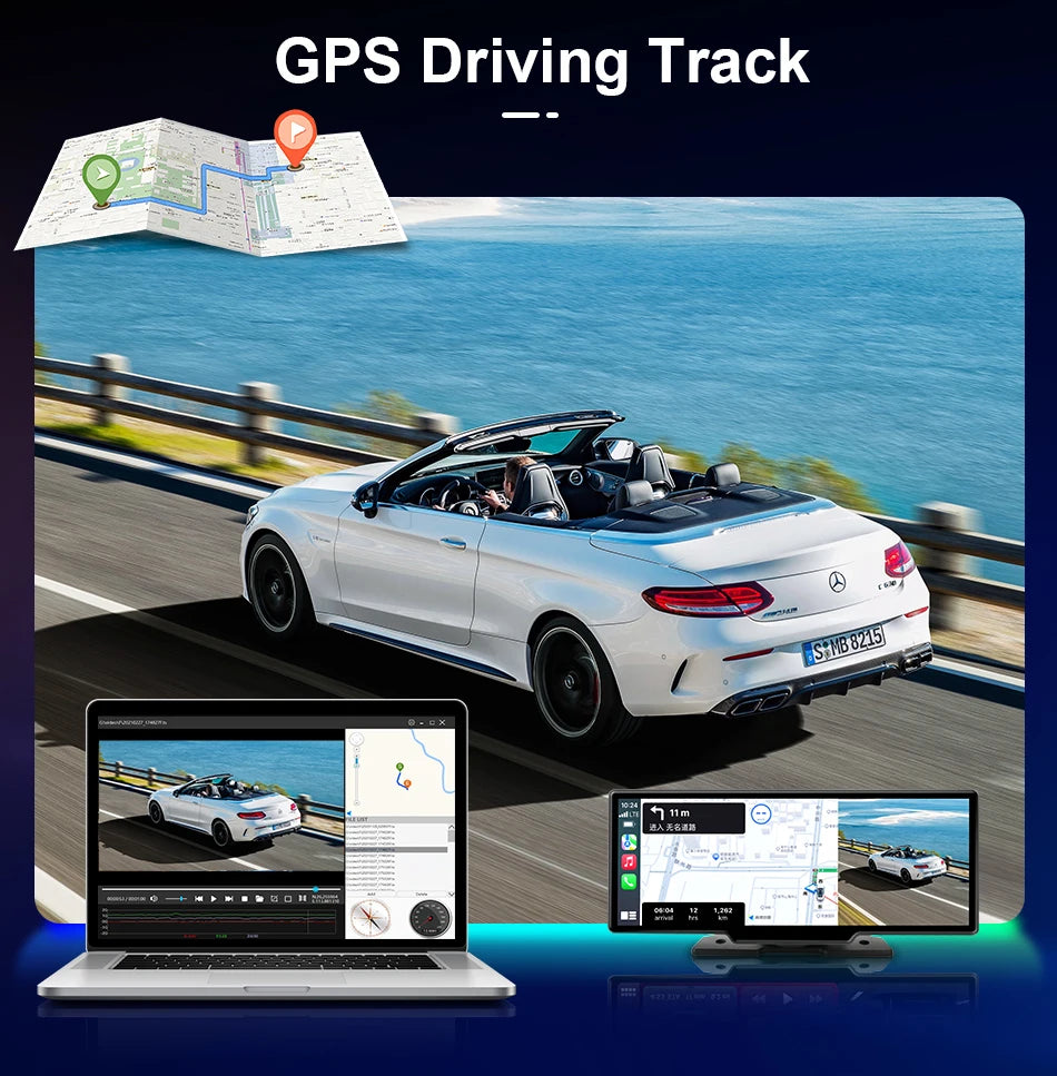 10.26'' 4K Dash Cam with Carplay & Android Auto