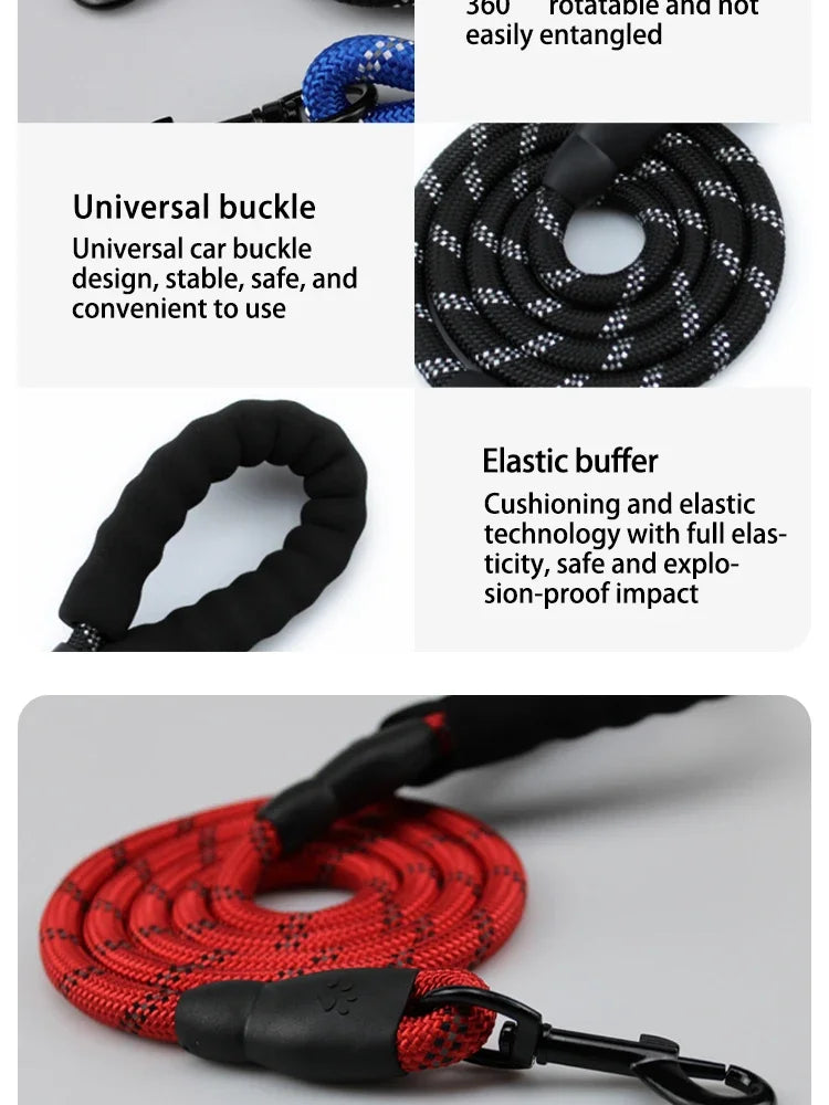 Pet Reflective Nylon Round Leash – Safe & Stylish Walks for Your Dog!