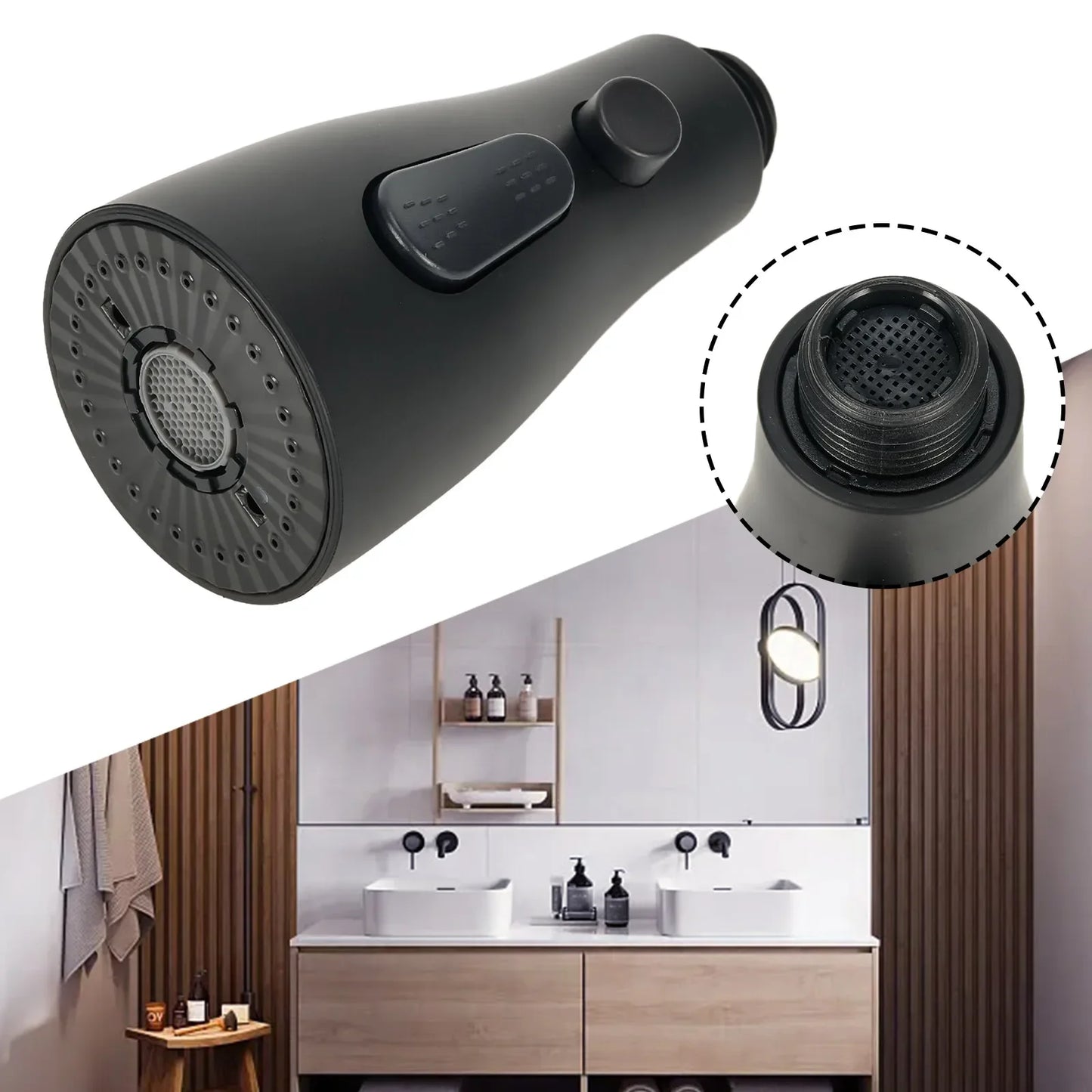 3-Mode Pull-Out Faucet Sprayer Head – Water-Saving Nozzle