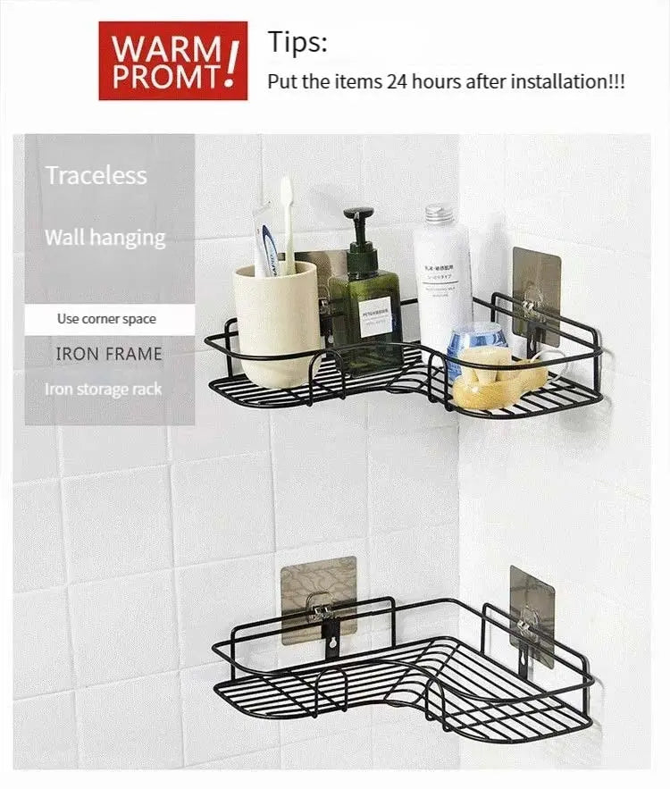 No-Drill Wall-Mounted Corner Shelf – Versatile Storage