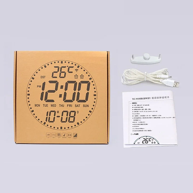 Smart WiFi LED Wall Clock with Alarms