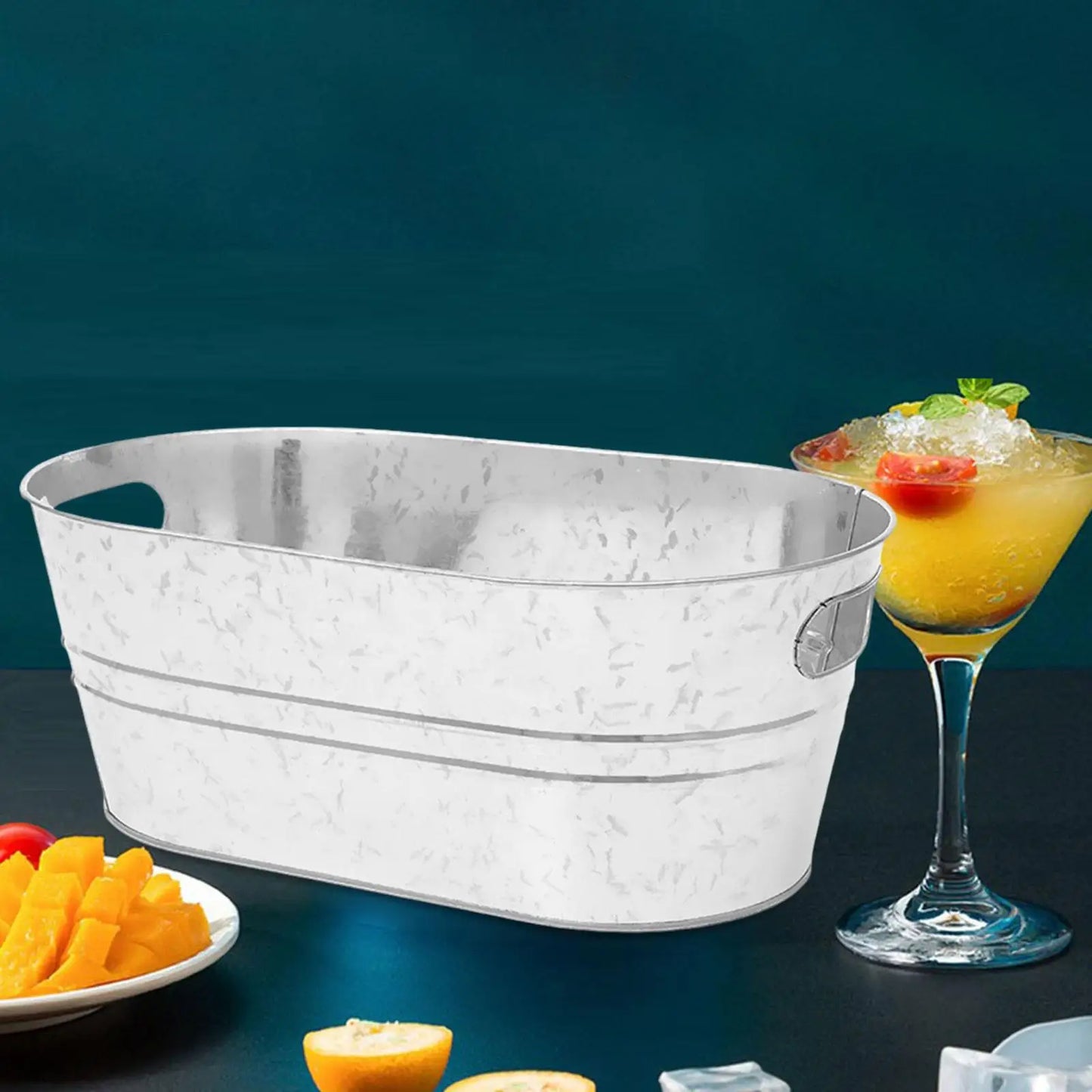 Large Galvanized Metal Ice Bucket Oval Cooler