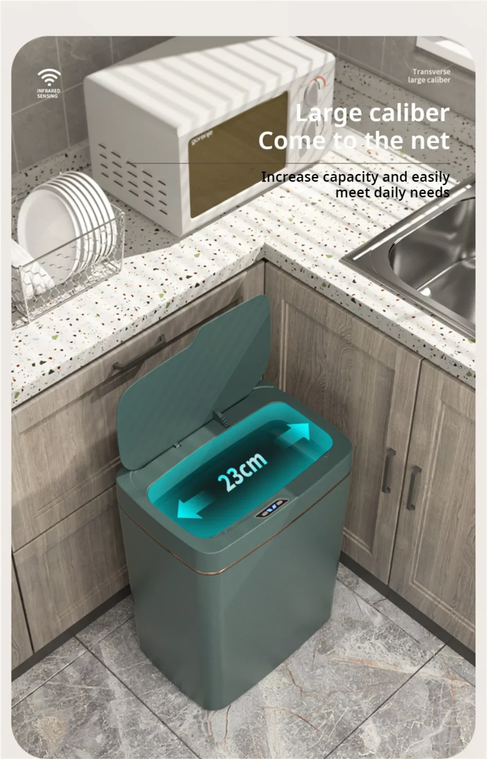 15L Smart Bathroom Trash Can Touchless Auto