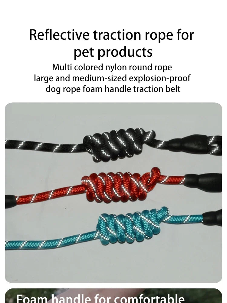 Pet Reflective Nylon Round Leash – Safe & Stylish Walks for Your Dog!