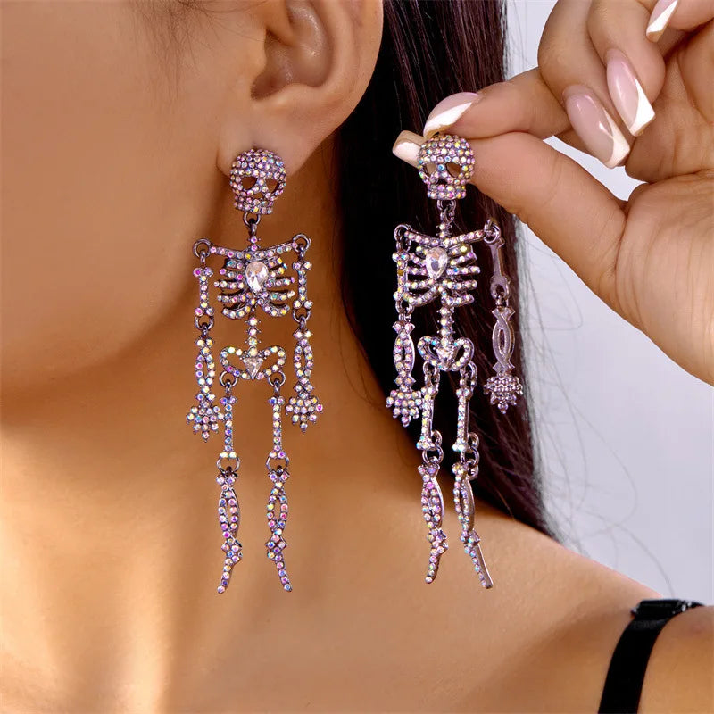 Glowing Halloween Skull Earrings Pair