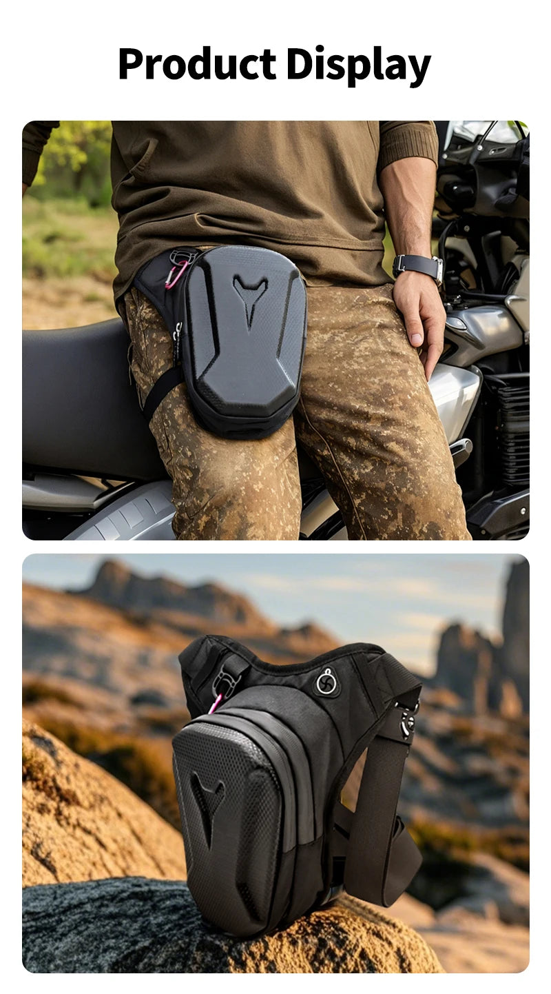 Ride hands-free with this waterproof drop leg bag!