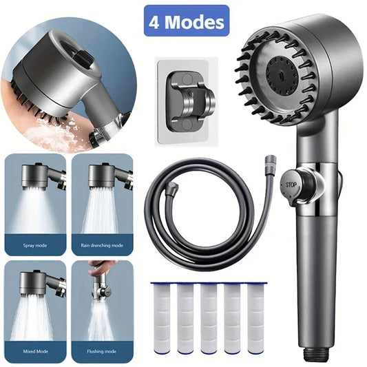 4 Modes Shower High Pressure Massage Shower Head With Filter Element