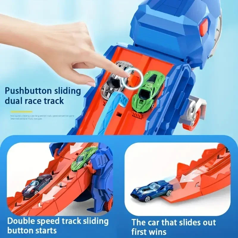Transport Dinosaur Truck with T-Rex Race Track Toy