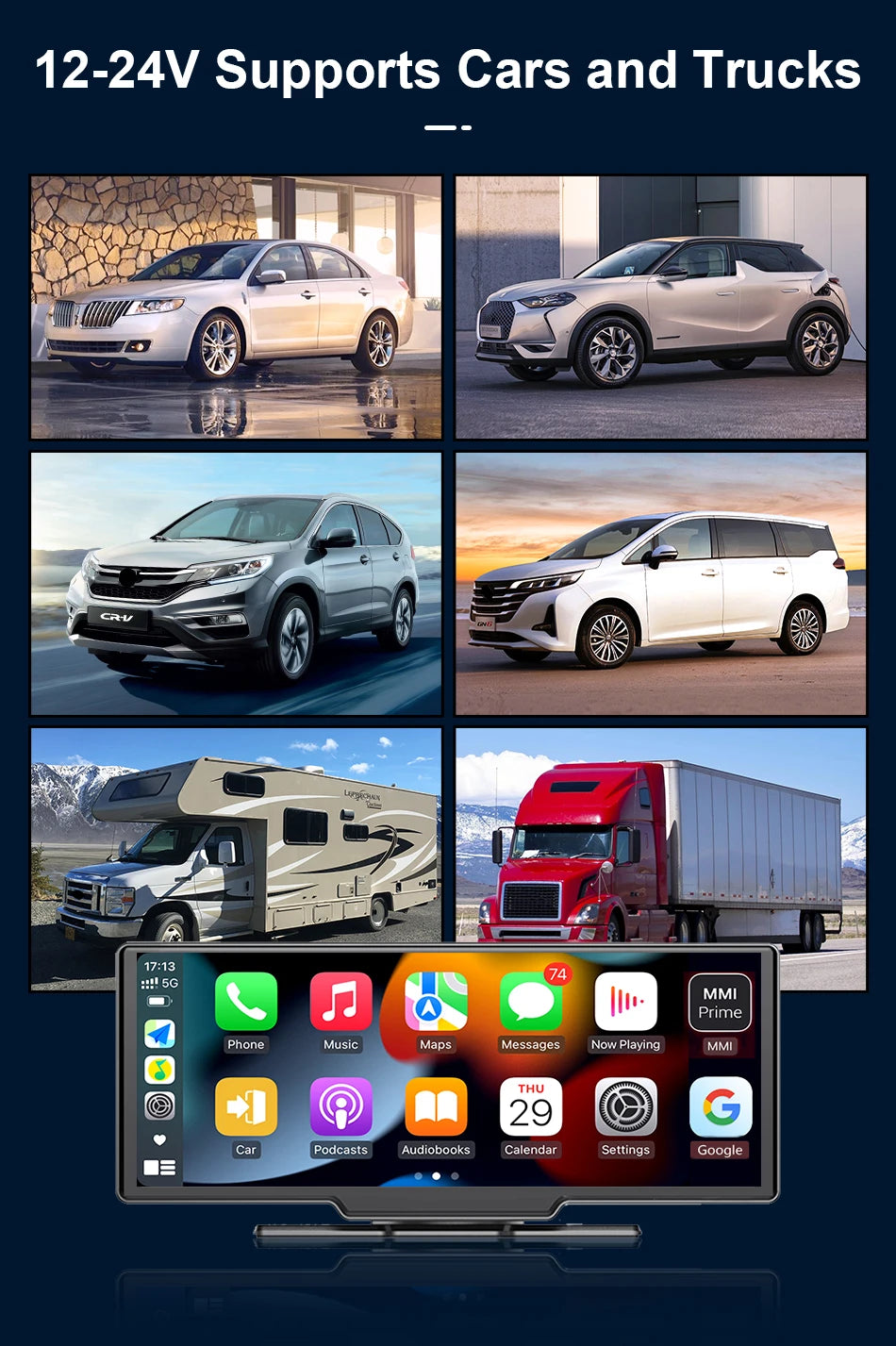 10.26'' 4K Dash Cam with Carplay & Android Auto