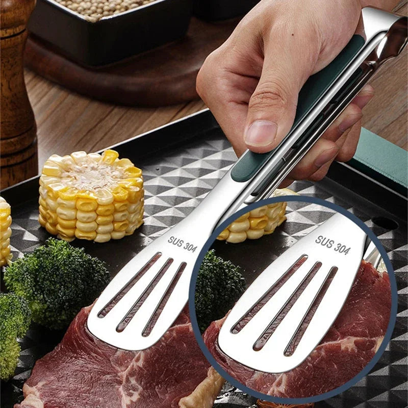 Stainless Steel Non-Slip Food Tongs for Kitchen Use