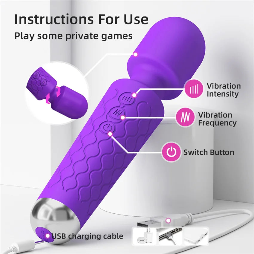 20 Modes AV Stick Clit Vibrator for Women