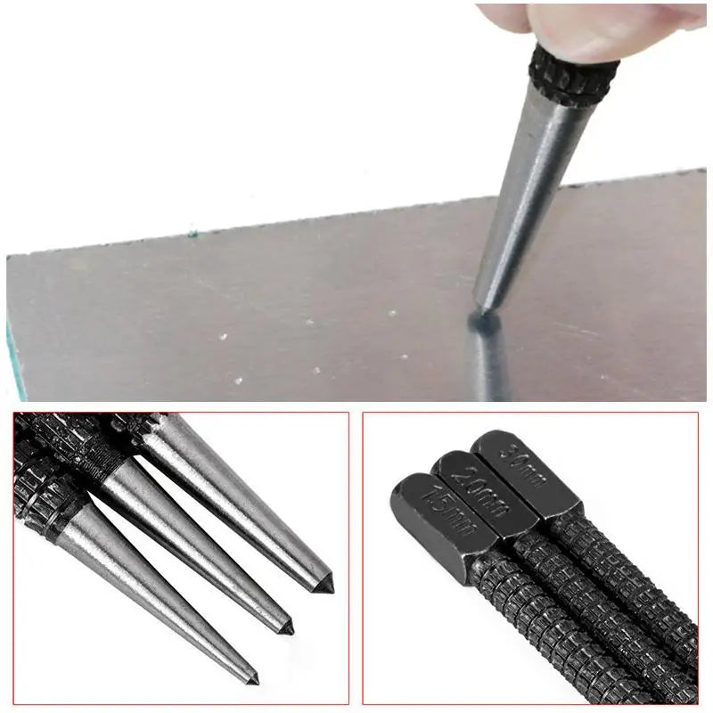 Drive accurate marks with this 3-piece center punch set!