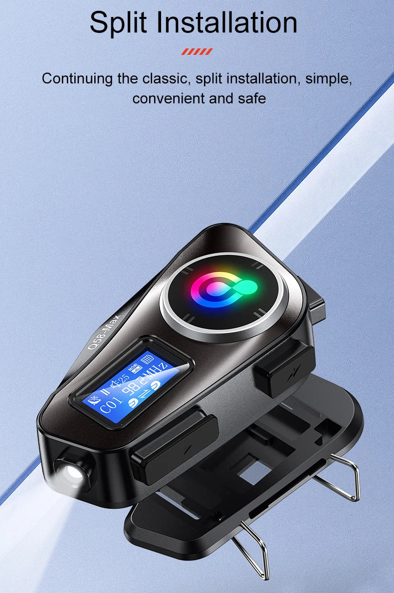 Q58 Bluetooth Motorcycle Helmet Intercom with LED & FM