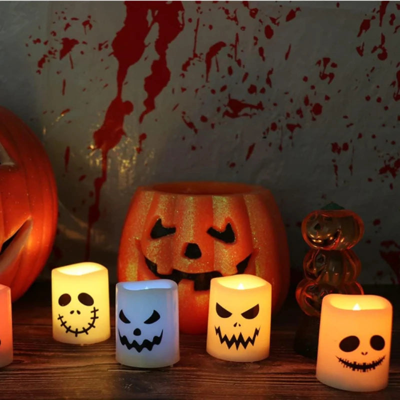 Halloween LED Ghost Pumpkin Candle Lights (6pcs)