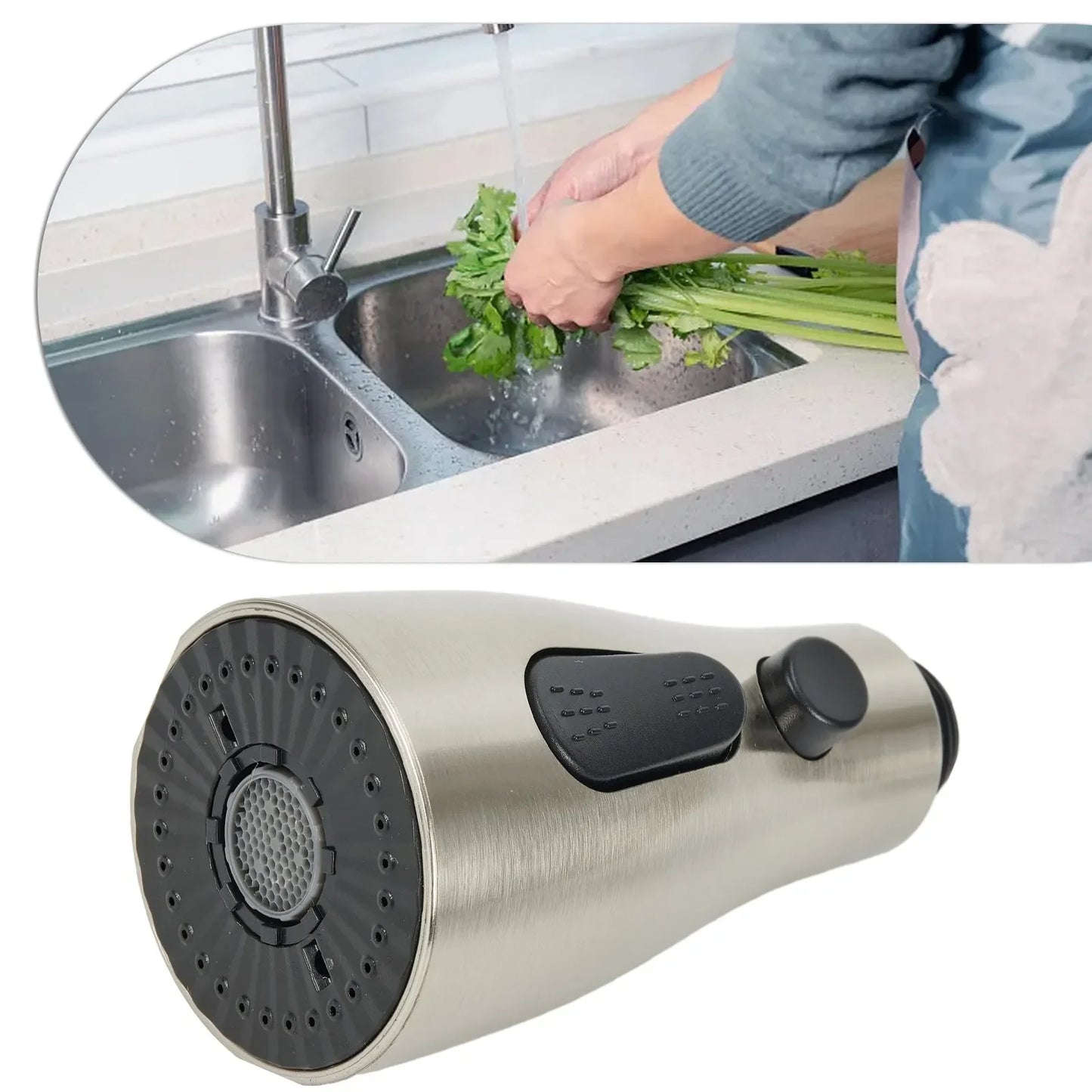 3-Mode Pull-Out Faucet Sprayer Head – Water-Saving Nozzle