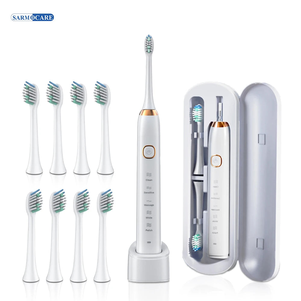 Sarmocare S100 Smart Sonic Toothbrush – 8 Brush Heads