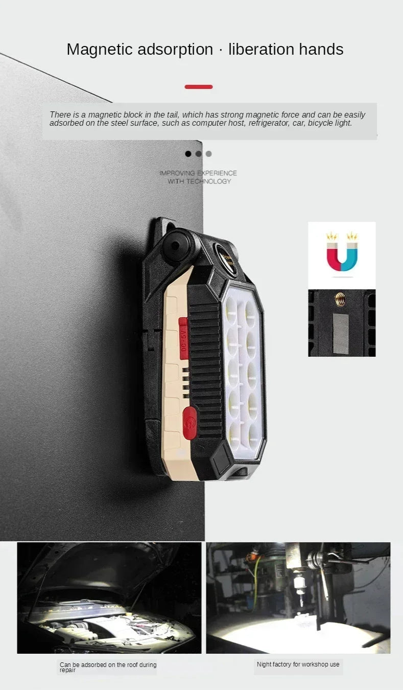 Rechargeable LED Flashlight & Work Light with Power Bank