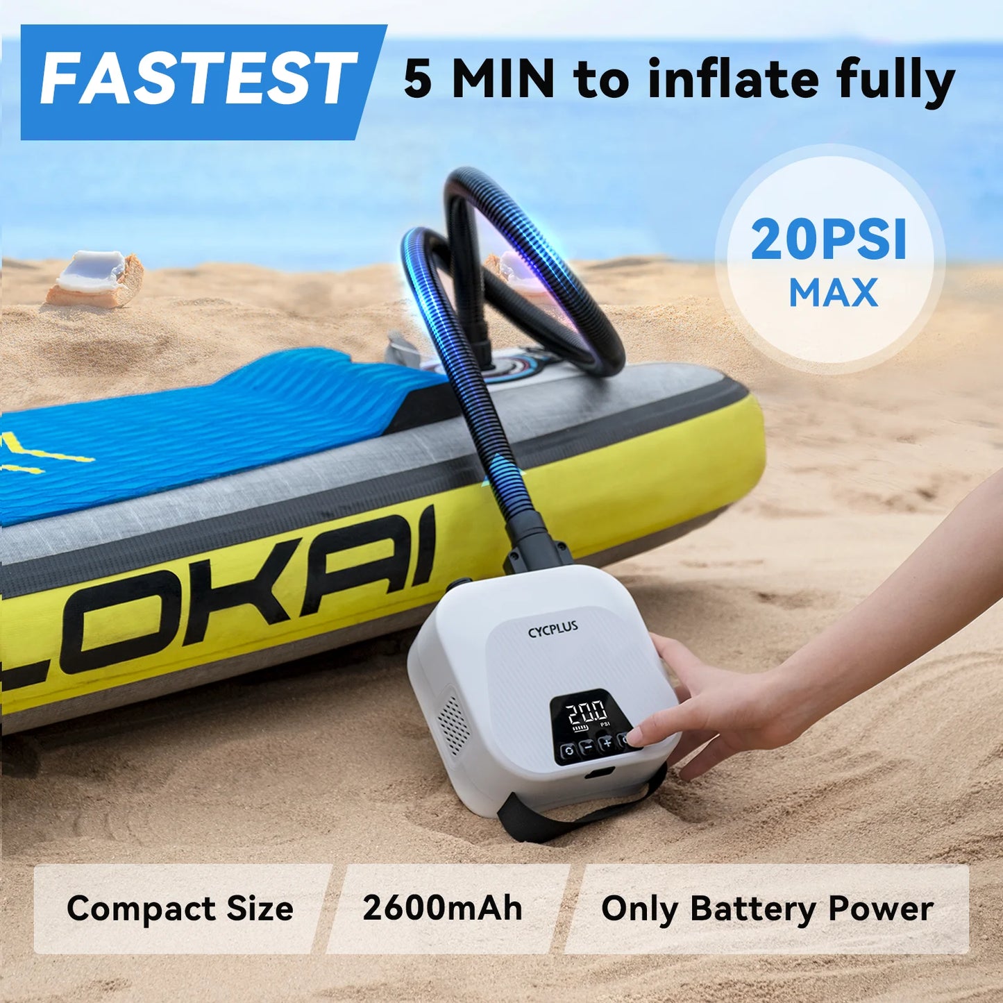 CYCPLUS D14PRO Electric SUP Pump with 20 PSI Battery