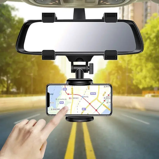 Foldable Rearview Mirror Car Phone Holder