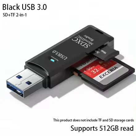 Multi Functional 2-in-1 High-speed USB 3.0/2.0 Card Reader Supports TF+SD
