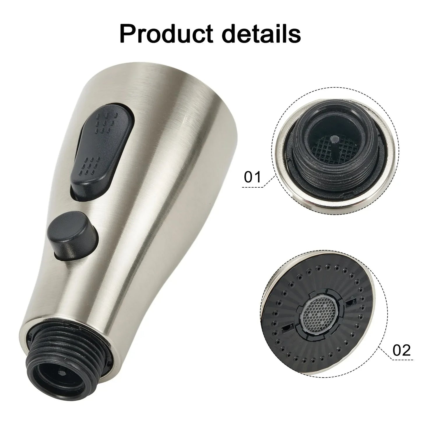 3-Mode Pull-Out Faucet Sprayer Head – Water-Saving Nozzle