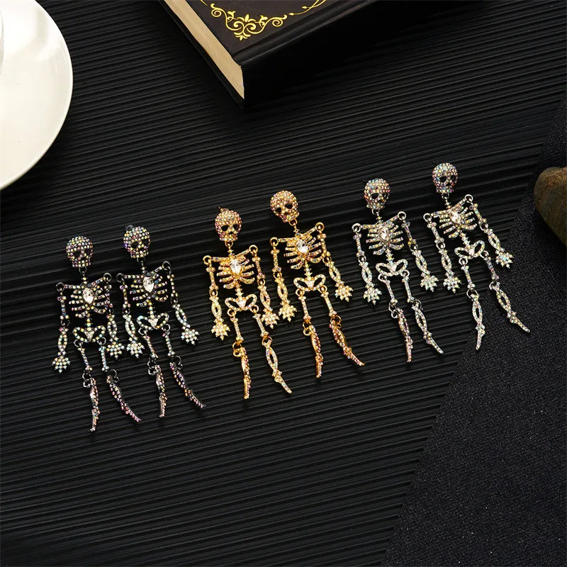 Glowing Halloween Skull Earrings Pair