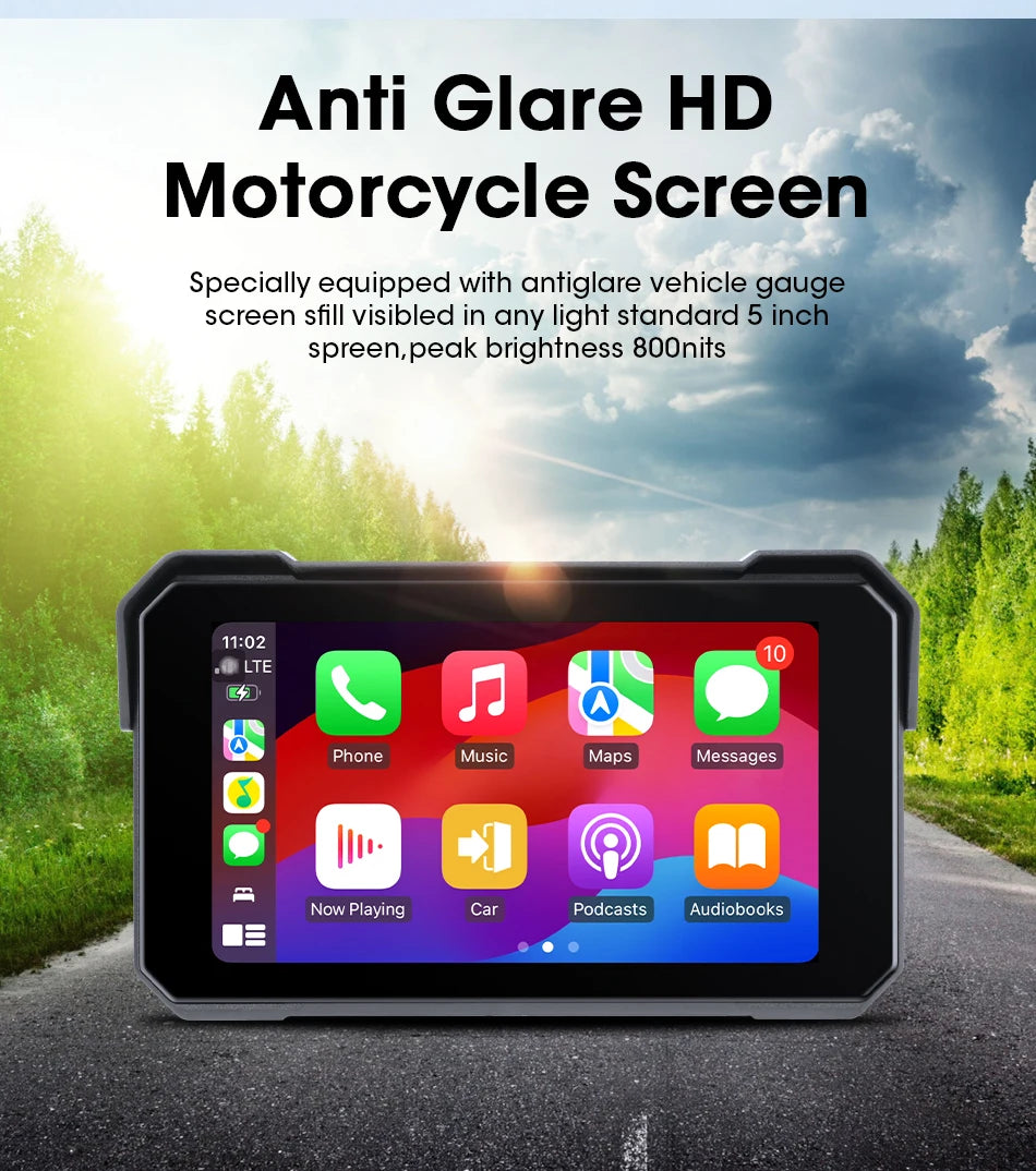 5" Motorcycle GPS CarPlay Android Auto Screen