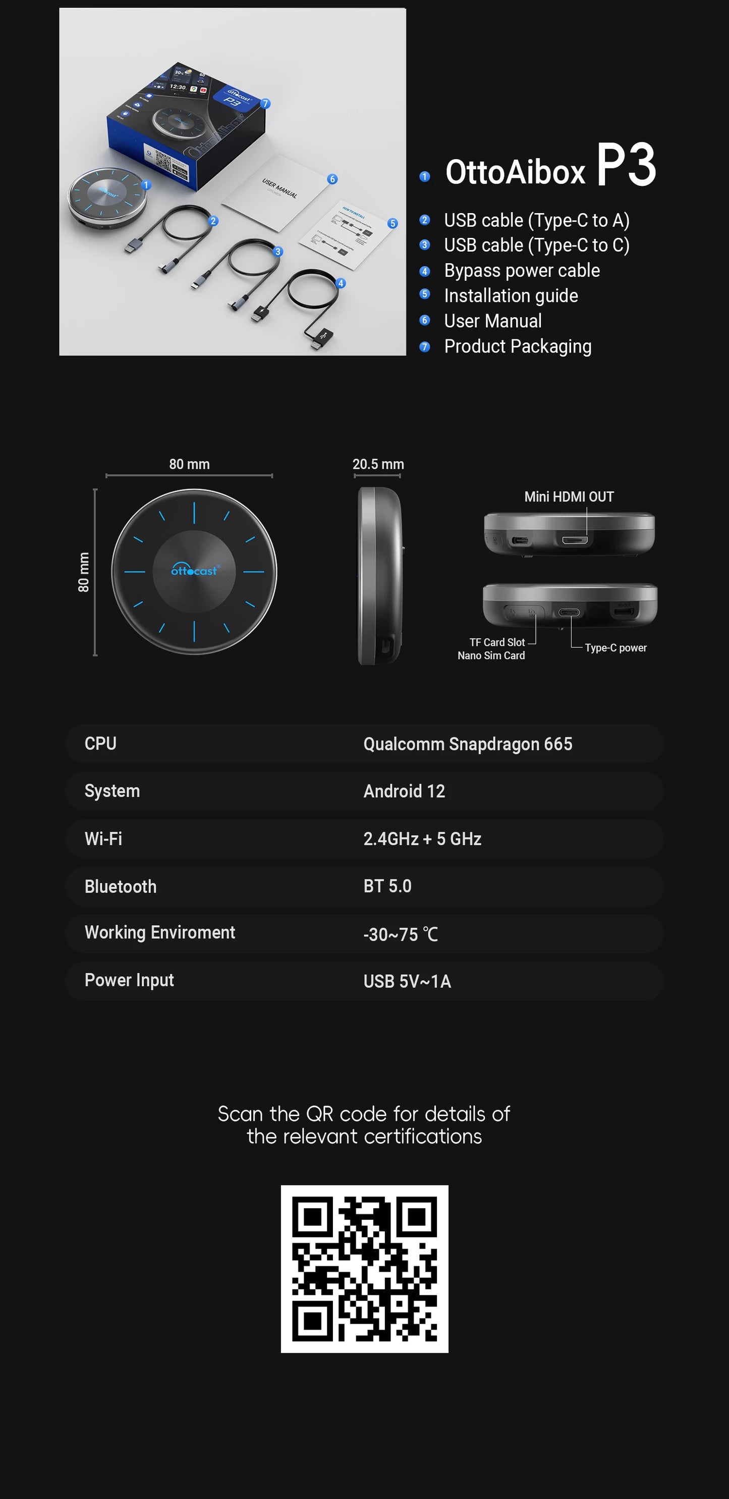 Ottocast P3 AI Box – Upgrade Wired CarPlay to Wireless Smart Hub!