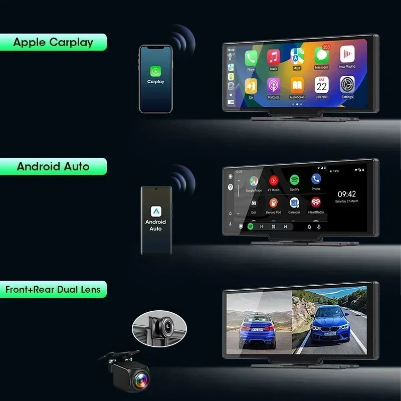 10.26'' 4K Dash Cam with Carplay & Android Auto