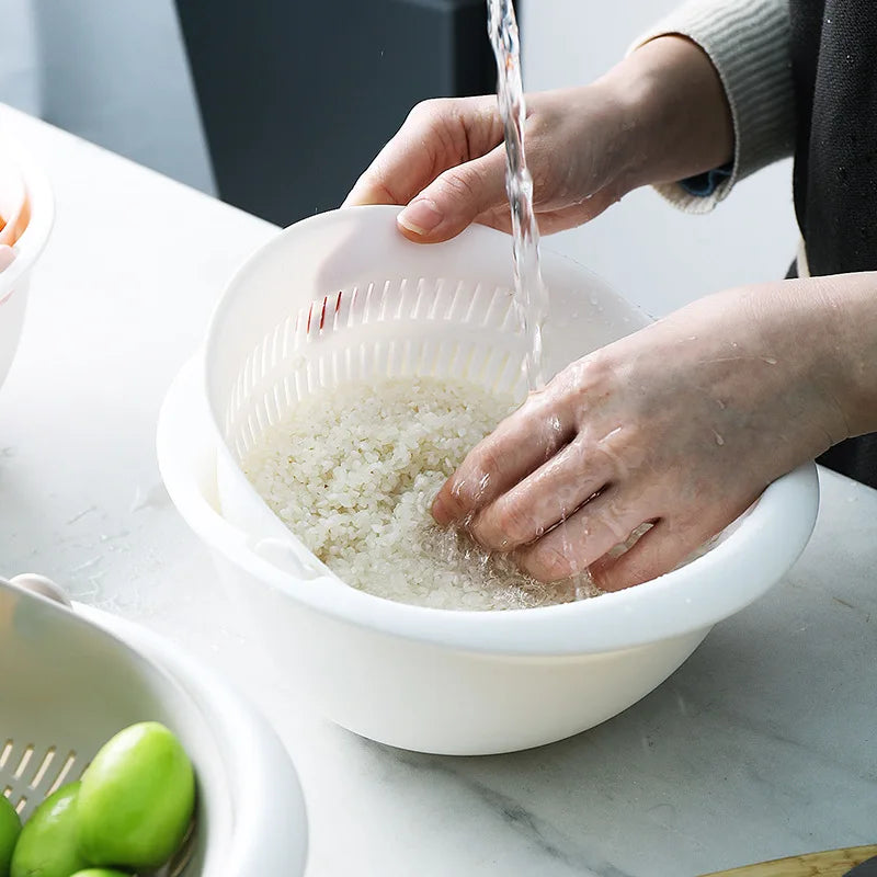 Kitchen Fruit Tray – Double Layer Removable Draining Basket