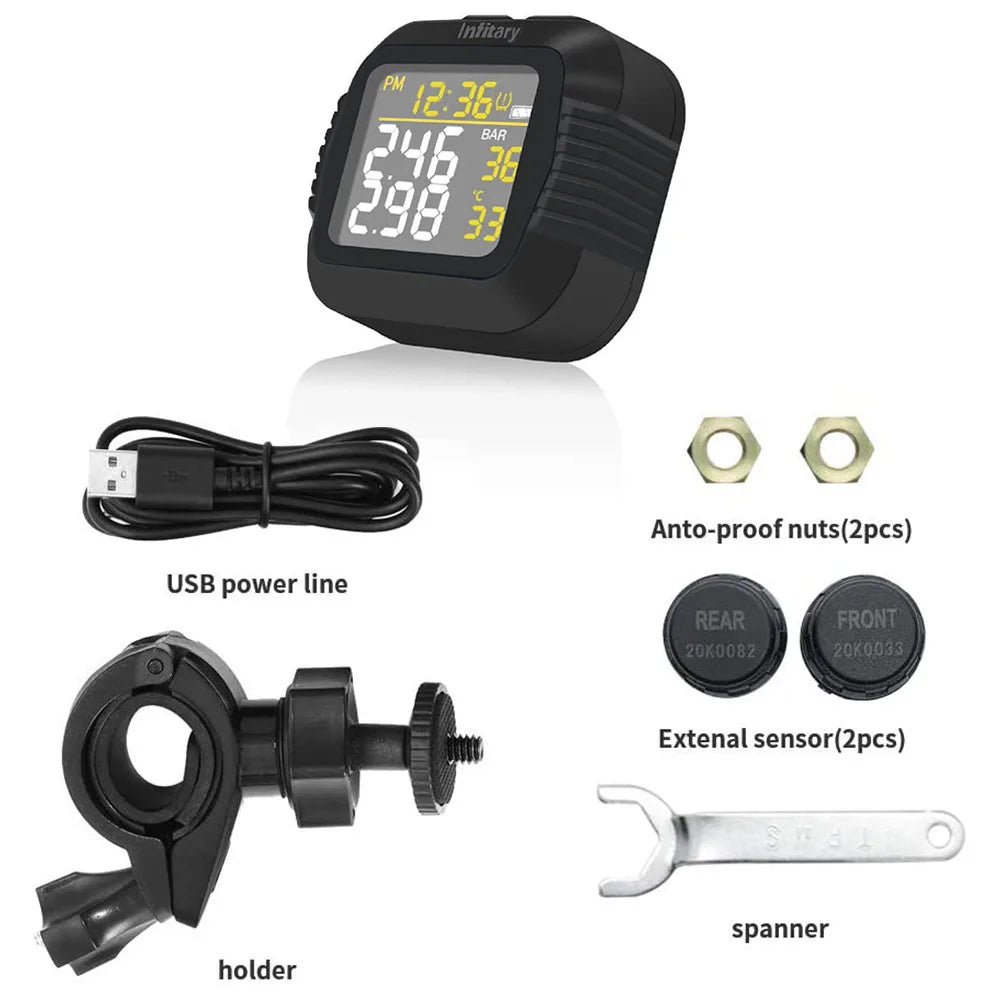 Infitary Wireless Motorcycle TPMS LCD Display