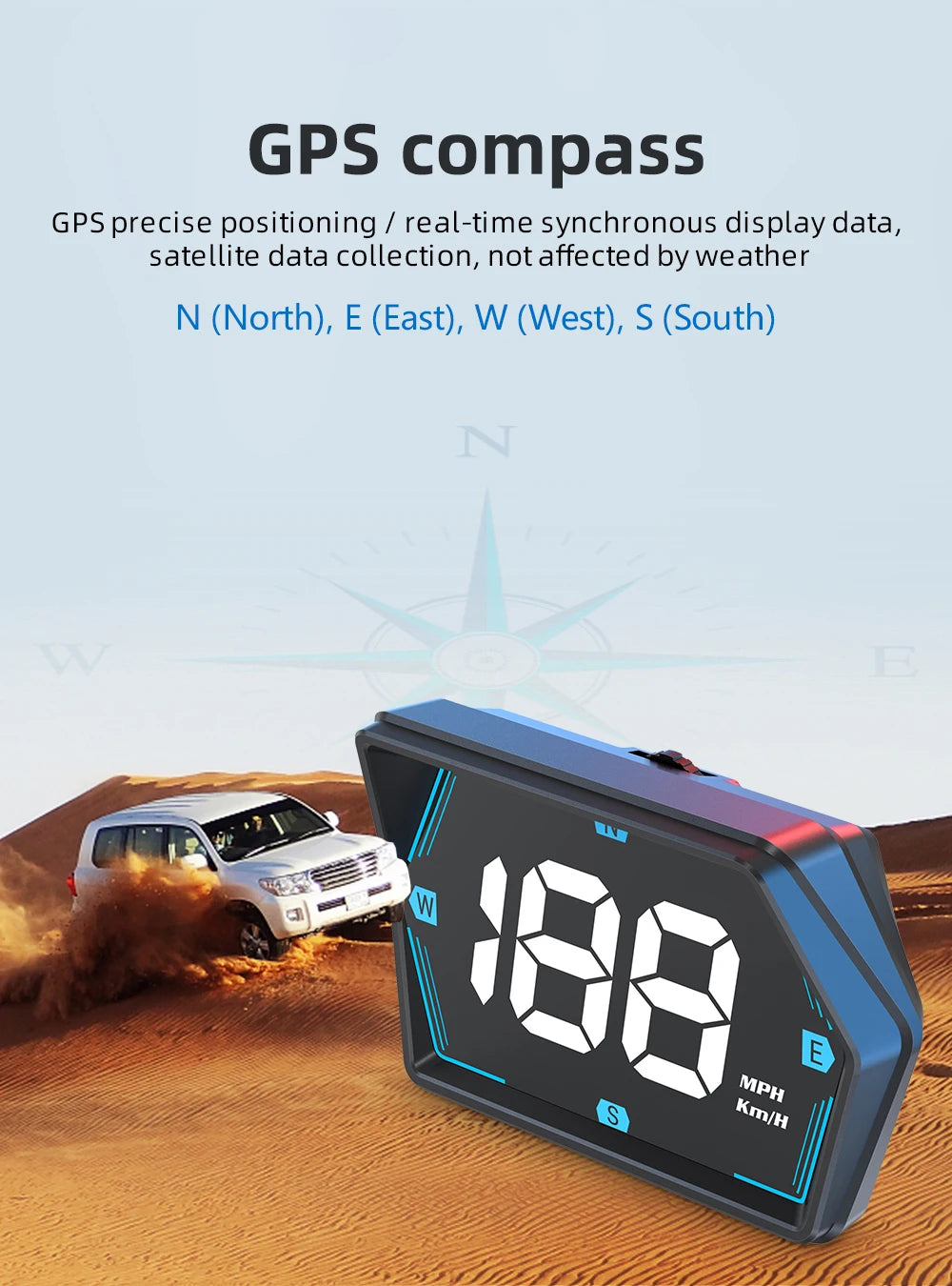 HD GPS Heads-Up Display – Speed & Compass Clarity!