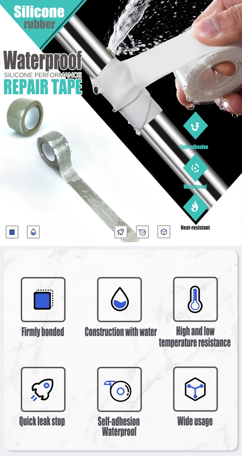 Super Strong Waterproof Leak Seal Tape