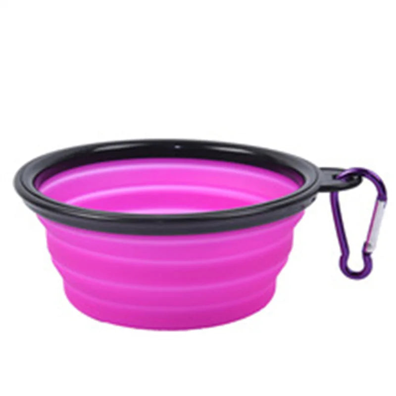 Collapsible Silicone Pet Bowl with Carabiner Clip