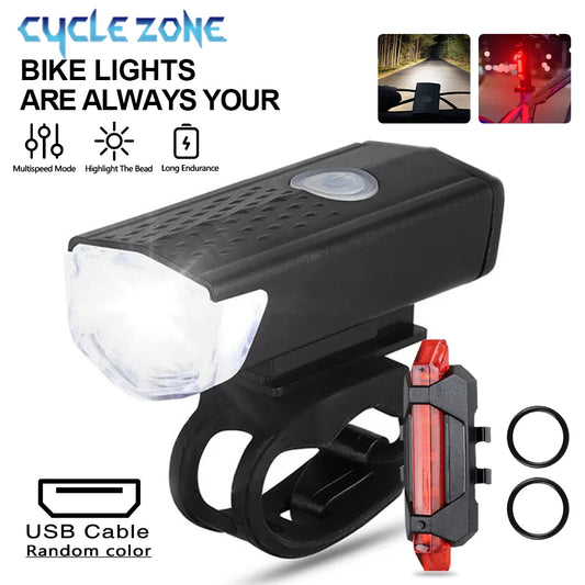 USB Bike Light Set Front & Rear