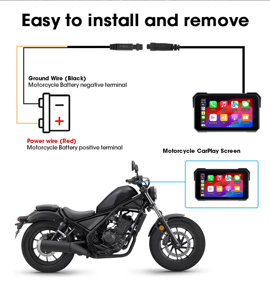 5" Motorcycle GPS CarPlay Android Auto Screen