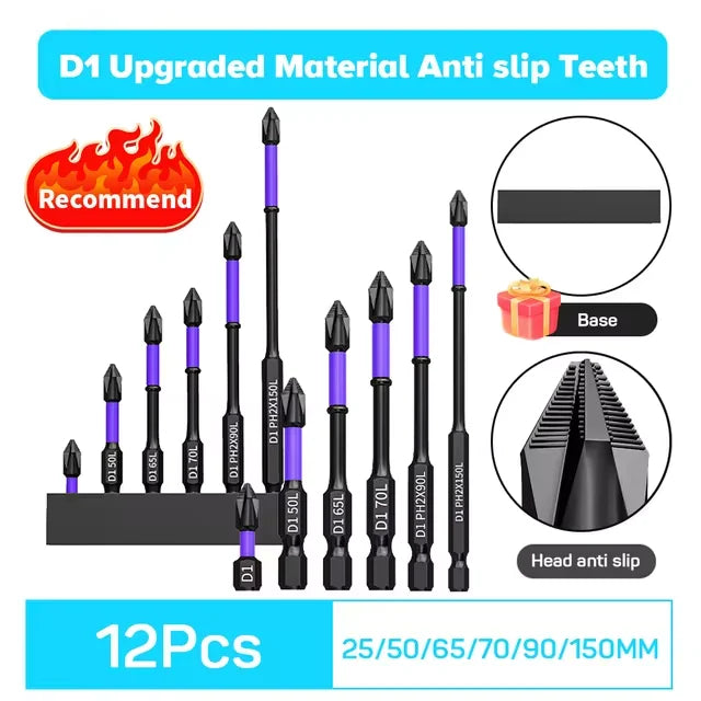Power up with magnetic screwdriver bits, 6 or 12 pcs!