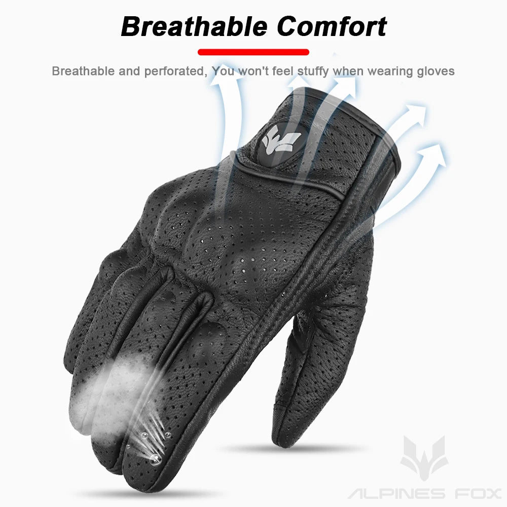 Vintage Leather Motorcycle Gloves Men