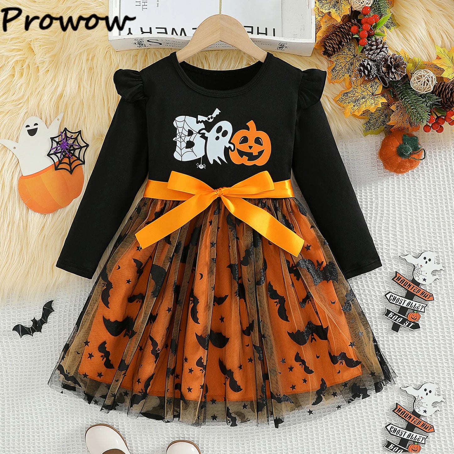 Prowow Kids Purple Halloween Princess Spider Dress
