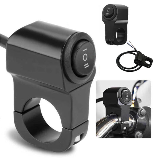 Universal 3-Way Motorcycle Light Switch with Clip