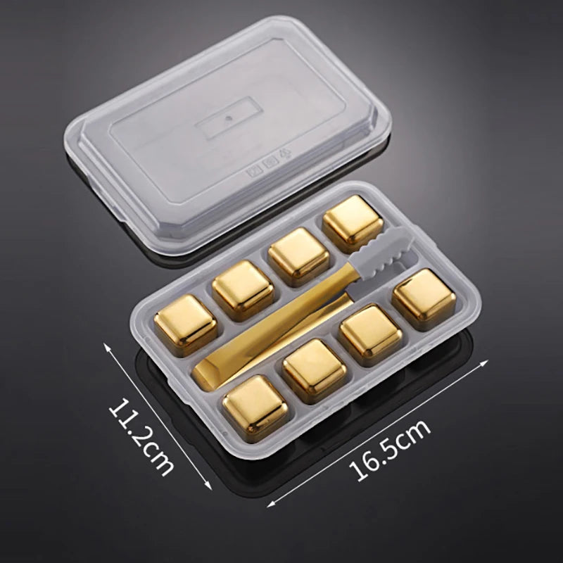 Reusable 304 Steel Whiskey Ice Cubes Set