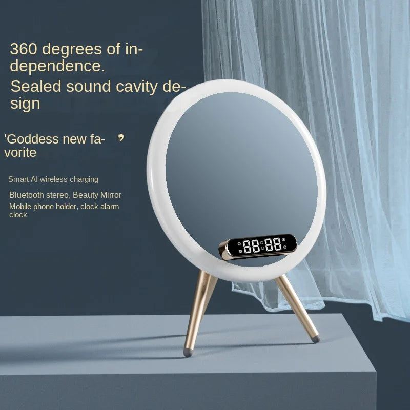 Smart Bluetooth Makeup Mirror with Wireless Charger