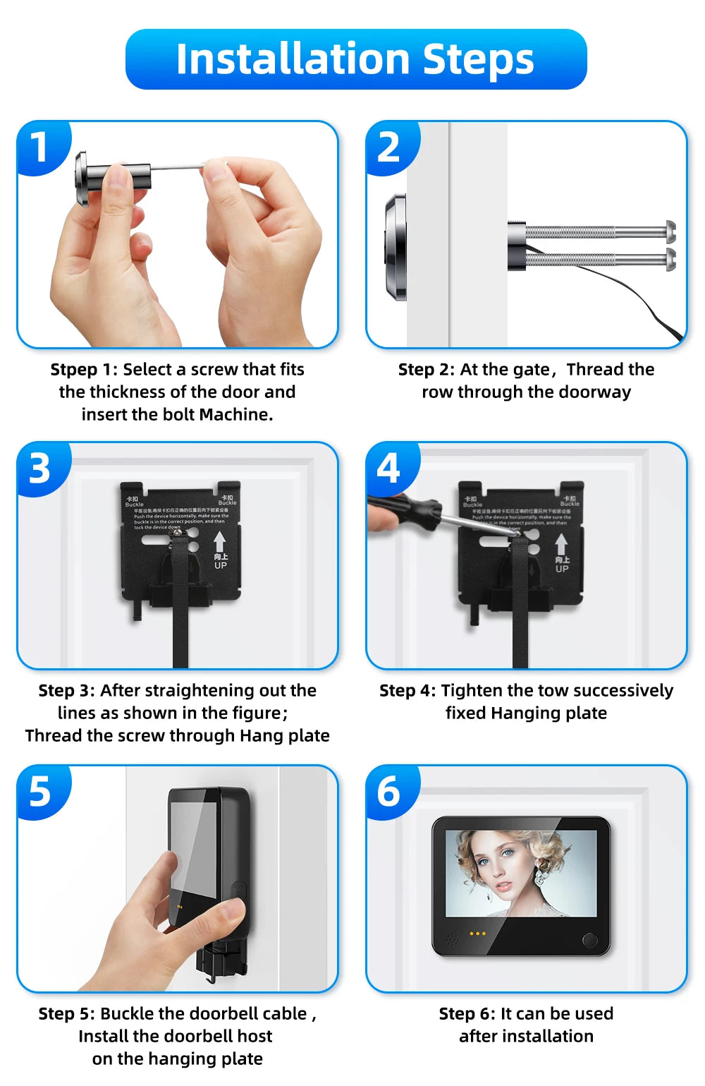 Awapow 4.3" Tuya Smart WiFi Peephole Doorbell