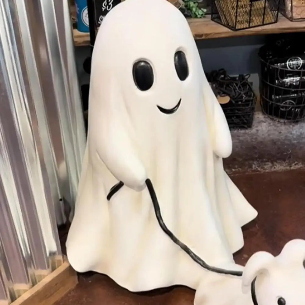 Halloween Ghost Walking Dog Resin Statue