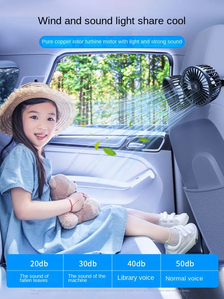 Dual Head Car USB Cooling Fan 3-Speed
