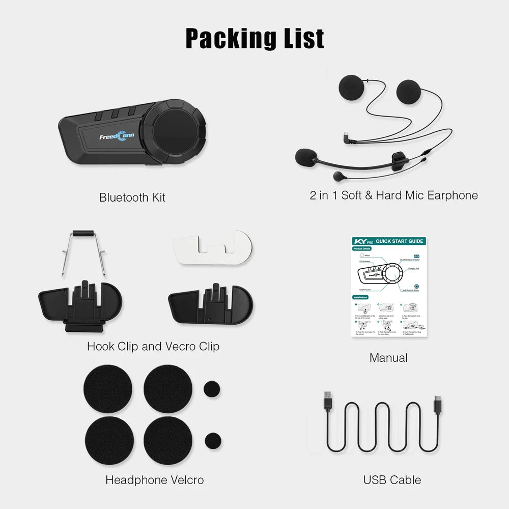 Freedconn Bluetooth Motorcycle Helmet Intercom 1000M